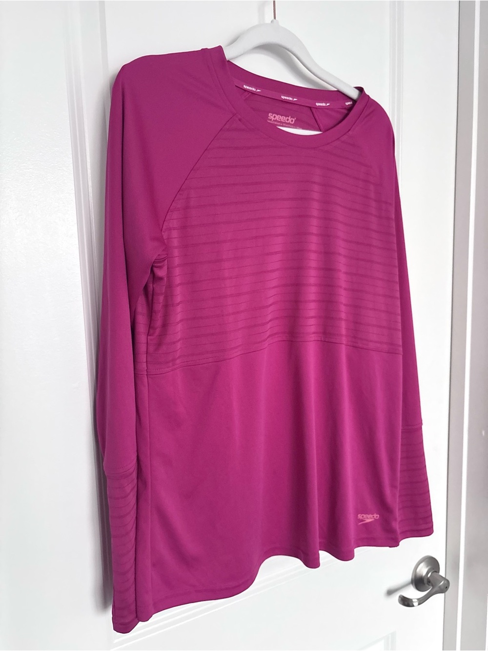 Speedo Pink Rash Guard Swim Top Long Sleeve Quick Dry Athletic Beach Large UPF